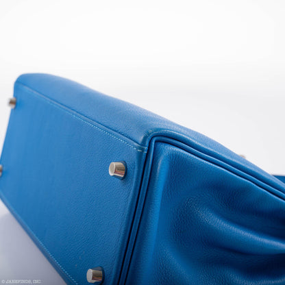 Hermes Kelly 28 Retourne Blue Hydra Evercolor leather Palladium Hardware - 2016, X