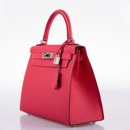 Hermes Kelly 28 Sellier Rose Extreme Epsom leather Palladium Hardware - 2019, D