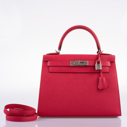 Hermes Kelly 28 Sellier Rose Extreme Epsom leather Palladium Hardware - 2019, D