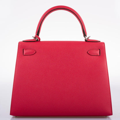 Hermes Kelly 28 Sellier Rose Extreme Epsom leather Palladium Hardware - 2019, D