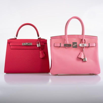 Hermes Kelly 28 Sellier Rose Extreme Epsom leather Palladium Hardware - 2019, D