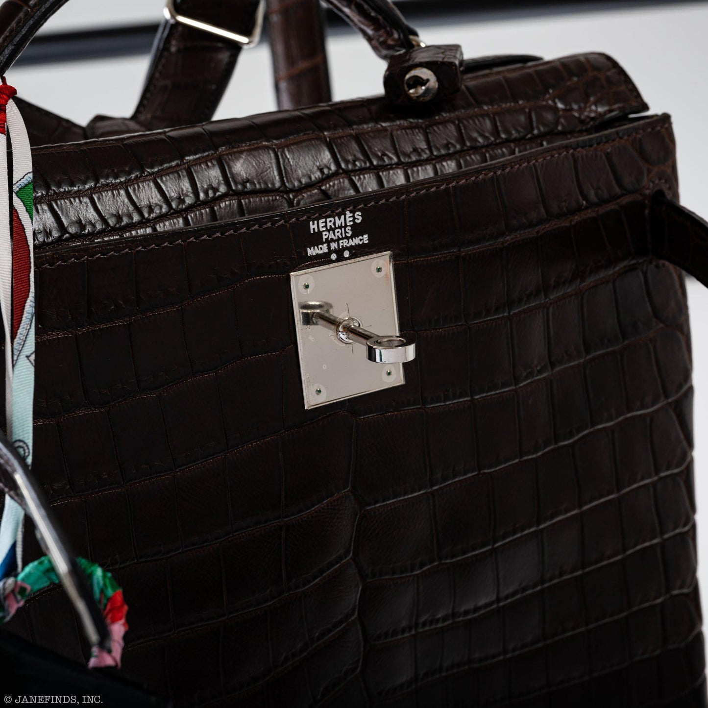 Hermes Kelly Ado 27 Matte Havane Nilo Crocodile with Palladium Hardware - 2001, E Square