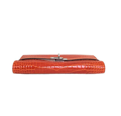 Hermès Kelly Long Wallet Orange Alligator Bag