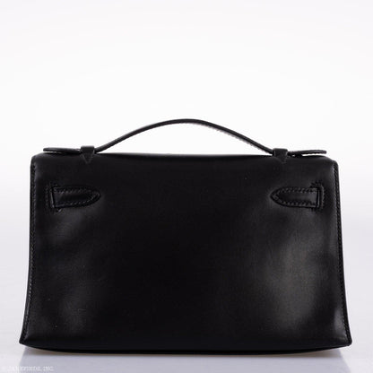 Hermes Kelly Mini Pochette Black Swift with Palladium Hardware - 2004, H Square