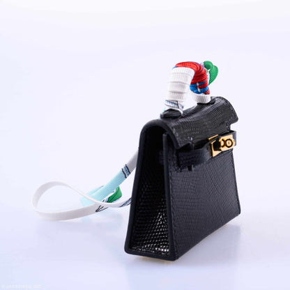Hermes Micro Kelly Charm Black Lizard Gold Hardware - 2019, D