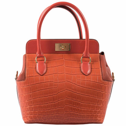 Hermes Toolbox Puzzle 20 Matte Sanguine Niloticus Crocodile & Clemence Permabrass Hardware - Limited 2019, X