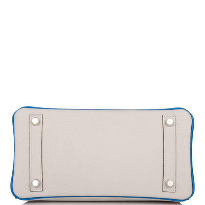 Hermes Birkin 25 Gris Mouette and Mykonos Clemence Brushed Palladium Hardware