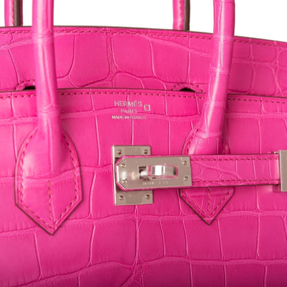 Hermes Birkin 25 Rose Shocking Matte Alligator Palladium Hardware