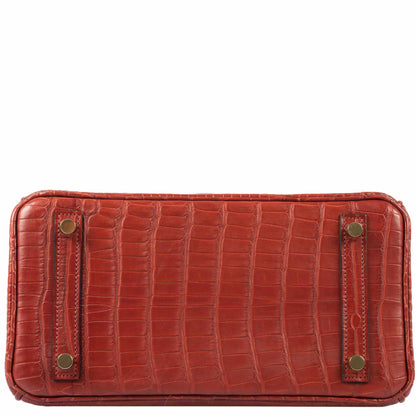 Hermes Birkin 25 Rouge H Verso Orange Alligator Gold Hardware