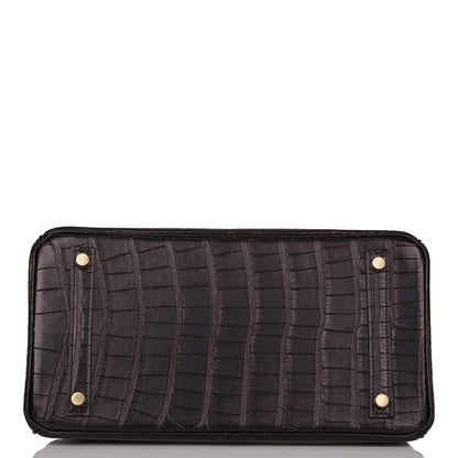 Hermes Birkin 30cm Black Matte Alligator Gold Hardware
