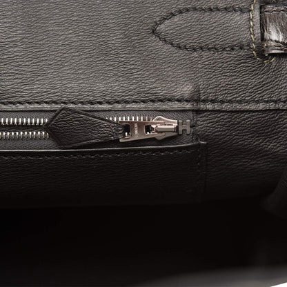 Hermes  Birkin 35cm Bi-Color Gris Tourterelle and Graphite Shiny Porosus Crocodile Brushed Palladium Hardware