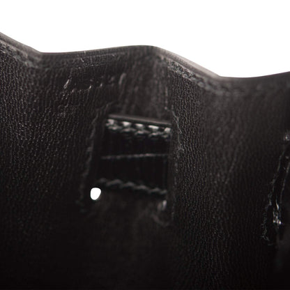 Hermes Black Shiny Niloticus Crocodile Sellier Kelly 28cm Gold Hardware