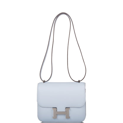 Hermes Bleu Brume Swift Mini Constance 18cm Palladium Hardware