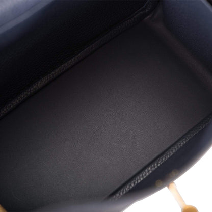 Hermes Bleu Nuit Clemence Lindy 26cm Gold Hardware