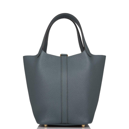 Hermes Bleu Orage Clemence Picotin Lock 18cm Gold Hardware