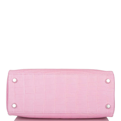 Hermes Bubblegum 5P Matte Alligator Retourne Kelly 25cm Palladium Hardware