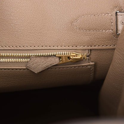Hermes Gris Asphalte Ostrich Birkin 30cm Gold Hardware