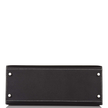 Hermes Kelly 28cm Bi-Color Black and Craie Epsom Sellier Brushed Palladium Hardware