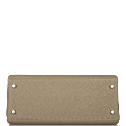 Hermes Kelly Retourne 28 Sauge Clemence Palladium Hardware