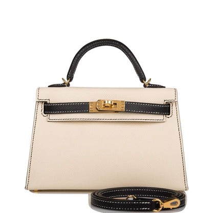 Hermes Kelly Sellier 20 Nata and Black Epsom Gold Hardware