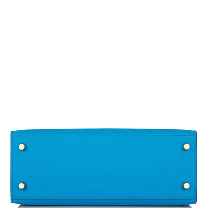 Hermes Kelly Sellier 25 Bleu Frida Epsom Gold Hardware