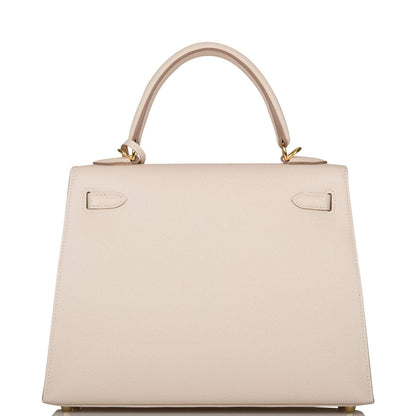 Hermes Kelly Sellier 25cm Craie Epsom Gold Hardware