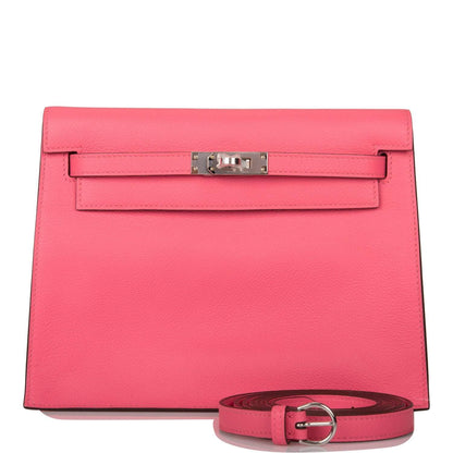 Hermes Rose Azalee Evercolor Kelly Danse Palladium Hardware