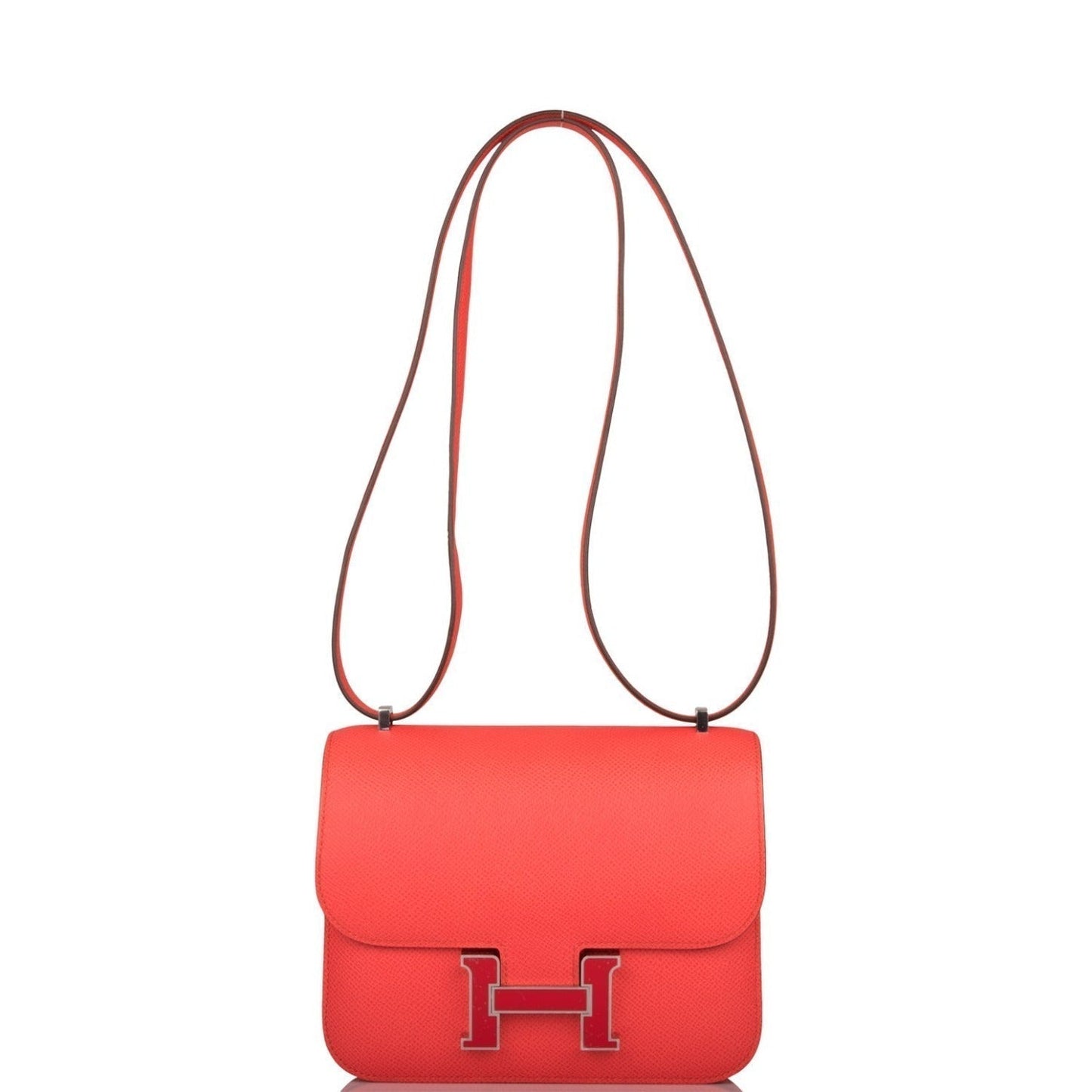 Hermes Rose Enamel Mini Constance 18cm Texas Epsom and Rouge de Coeur Palladium Hardware