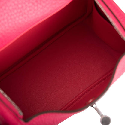Hermes Rose Extreme Clemence Mini Lindy Palladium Hardware