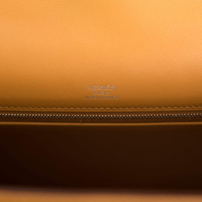 Hermes Sesame Toile and Swift Sellier Kelly 28cm Palladium Hardware