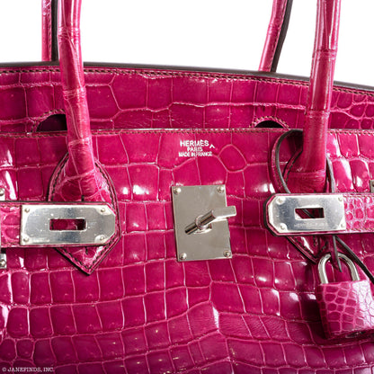 Hermes Shoulder Birkin 42 JPG Fuchsia Porosus Crocodile Palladium Hardware