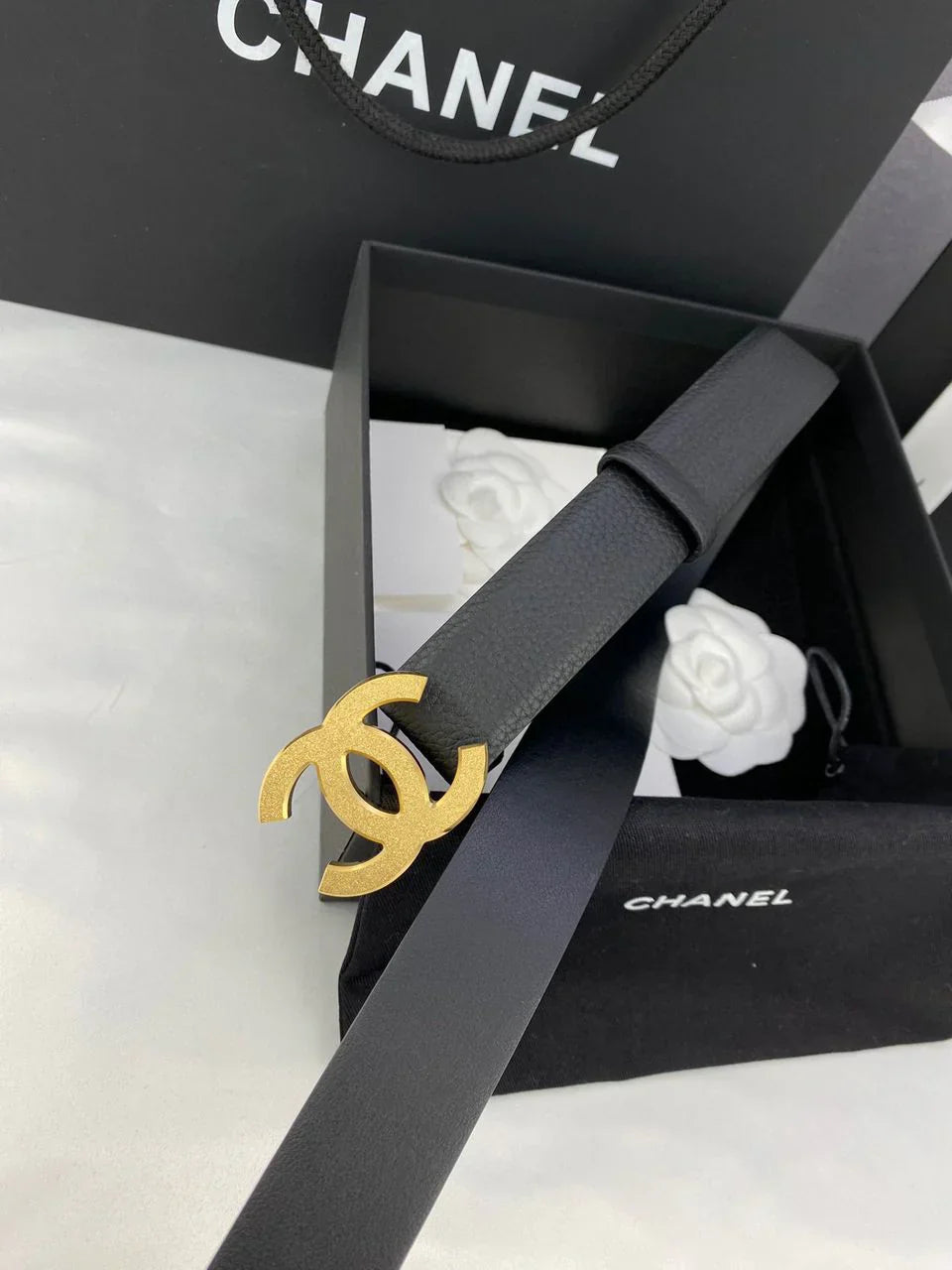 Chanel black leather Belt