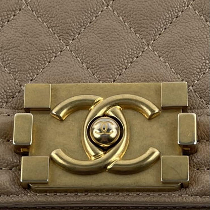 CHANEL Large Quilted Caviar Boy Bag - Nude