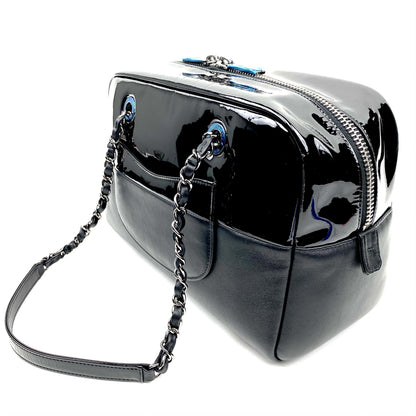 CHANEL Patent & Lambskin Leather Bowling Bag