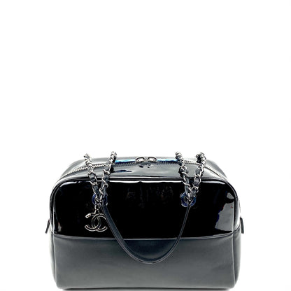CHANEL Patent & Lambskin Leather Bowling Bag
