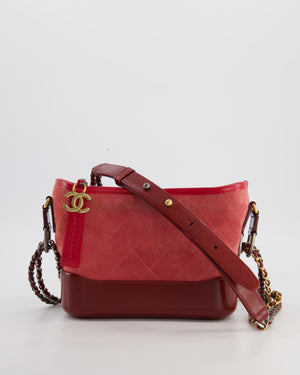 Red & Burgundy Small Gabrielle Bag in Suede & Lambskin Leather with Mixed Hardware