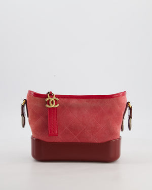Red & Burgundy Small Gabrielle Bag in Suede & Lambskin Leather with Mixed Hardware