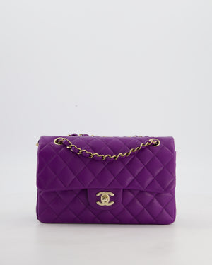 Chanel Purple Small Classic Double Flap Bag Caviar Leather with Champagne Gold Hardware