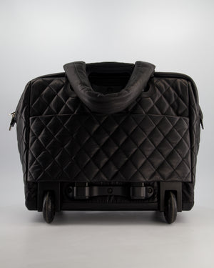 Black Large Coco Cocoon Carry on Trolley Bag in Caviar Leather with Silver Hardware