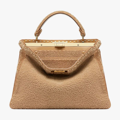 PEEKABOO ISEEU LARGE Beige Sheepskin Bag