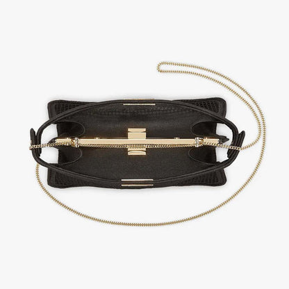 PEEKABOO ISEEU POCHETTE Black Canvas Bag With Embroidery