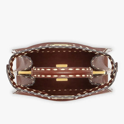 PEEKABOO ISEEU SMALL Brown Full Grain Leather Bag