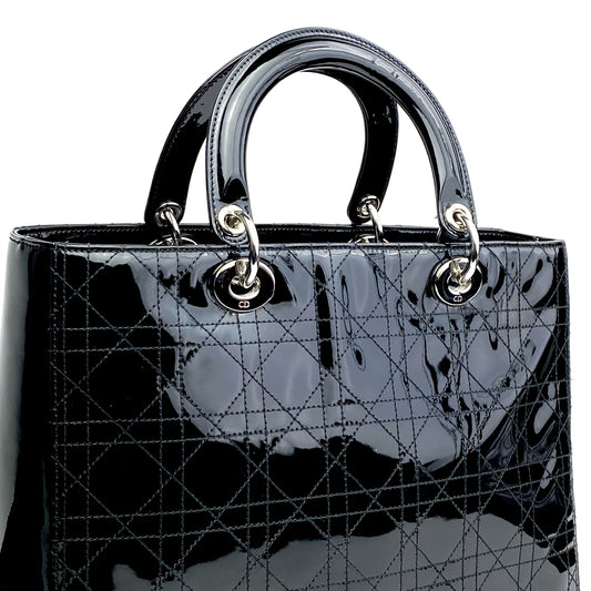 CHRISTIAN DIOR Large Patent Lady Dior Bag