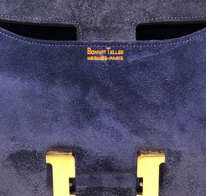 Hermès Constance 24 Vintage Navy Suede Bag GHW