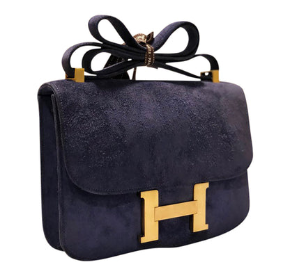 Hermès Constance 24 Vintage Navy Suede Bag GHW