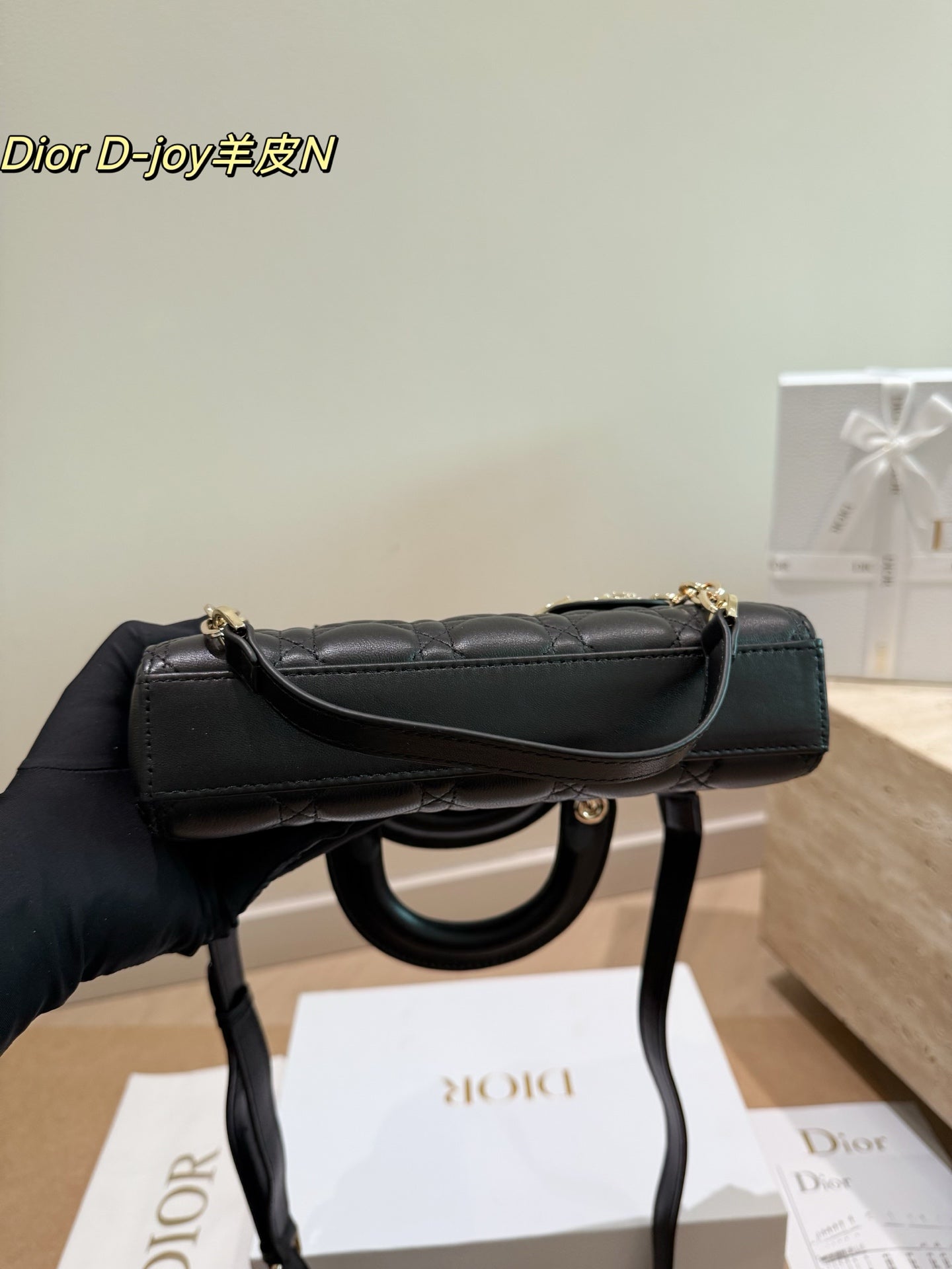 Original leather Dior Lady D-Joy horizontal bag (made of lambskin)