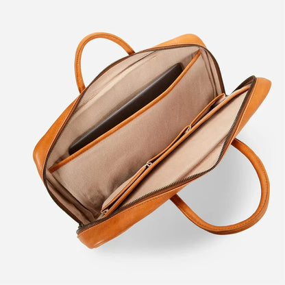 Brentwood Structured Leather Work Bag with Professional Carry Design - Fold Peaks