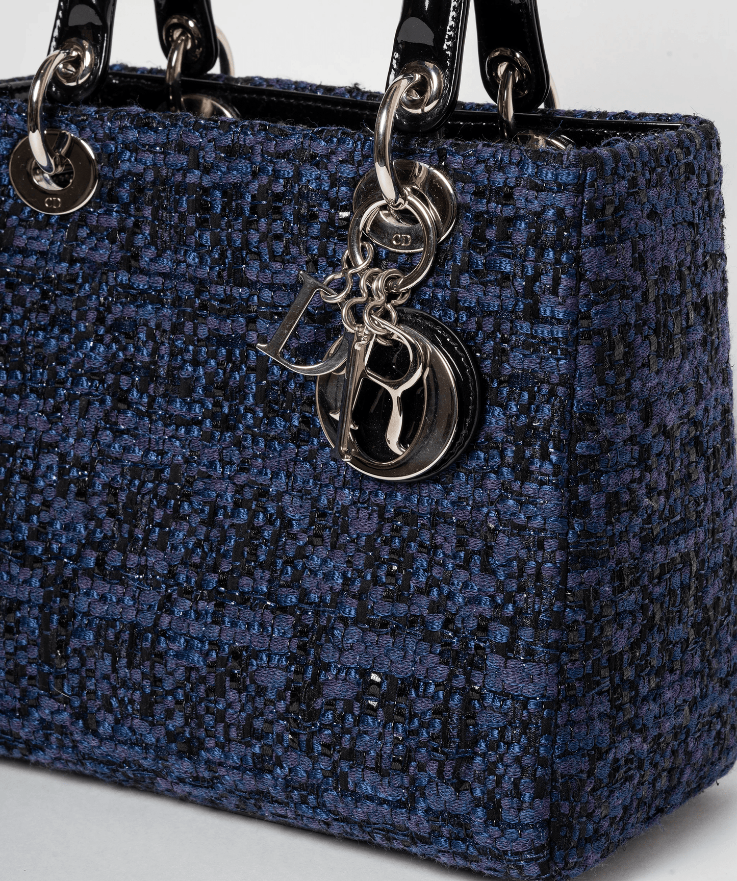 Christian Dior Blue Tweed and Patent Lady Dior Bag - Cap N Wrap