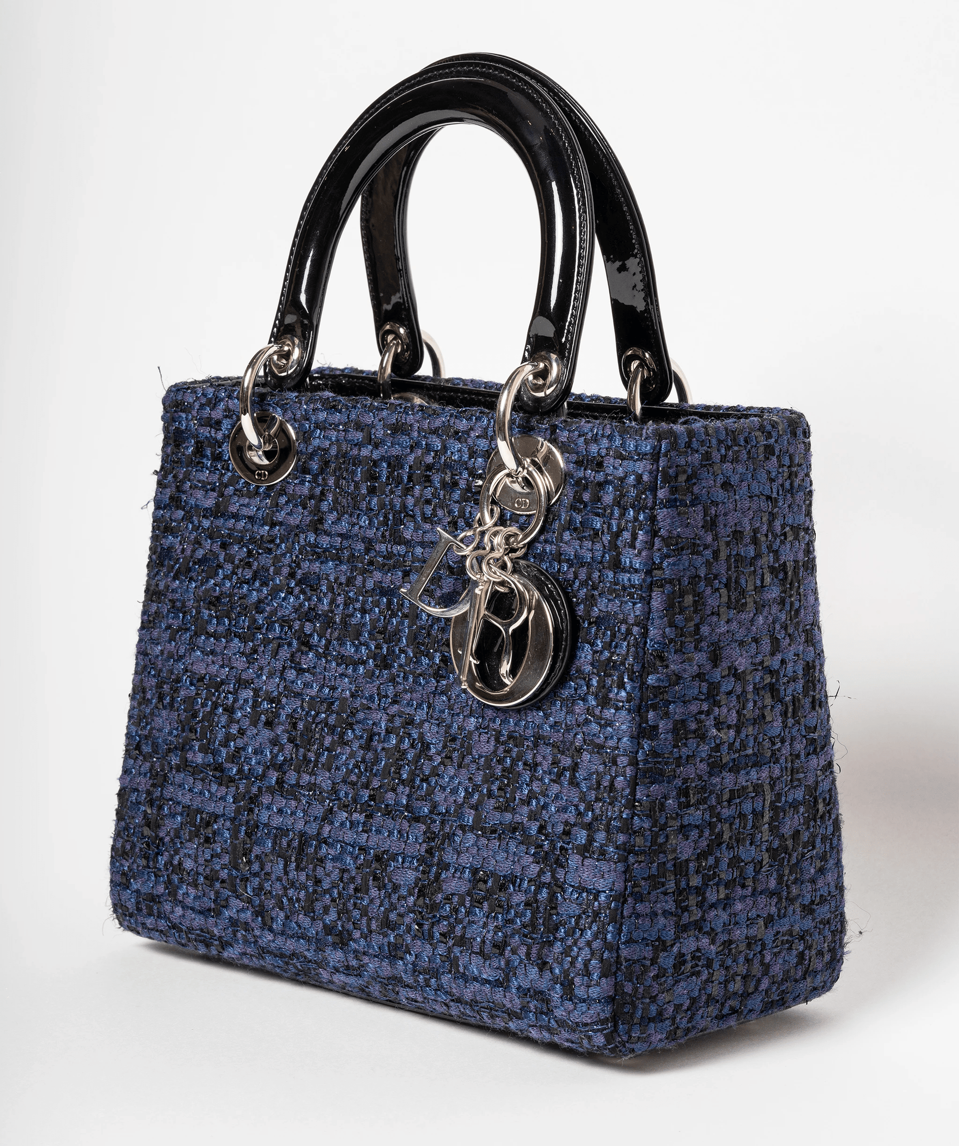Christian Dior Blue Tweed and Patent Lady Dior Bag - Cap N Wrap