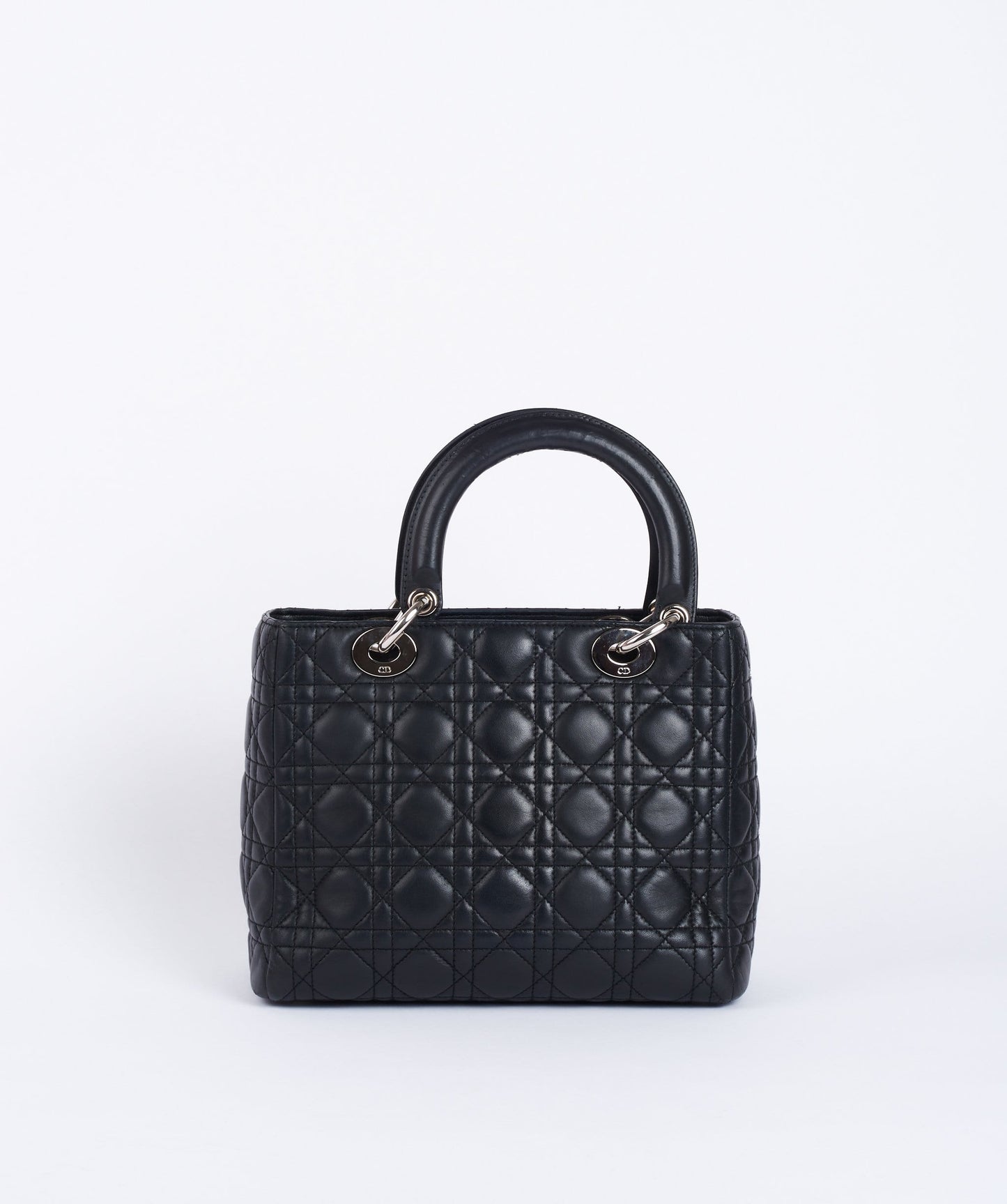 Christian Dior Black Leather Lady Dior Medium PHW - Cap N Wrap